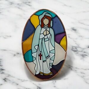 Roman Inc. Stained Glass Madonna Tea Light Holder